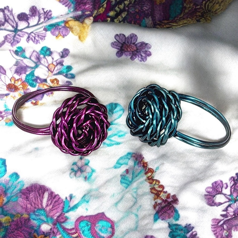 2 Purple and Blue Twirled and Swirled Rings